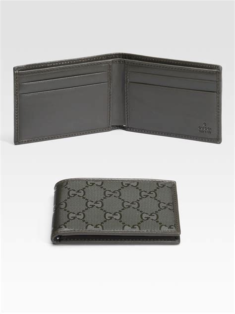 gucci mens canvas black leather trim slim wallet|best gucci wallet men's.